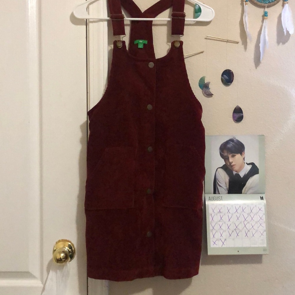 Girls Red Overall Dress